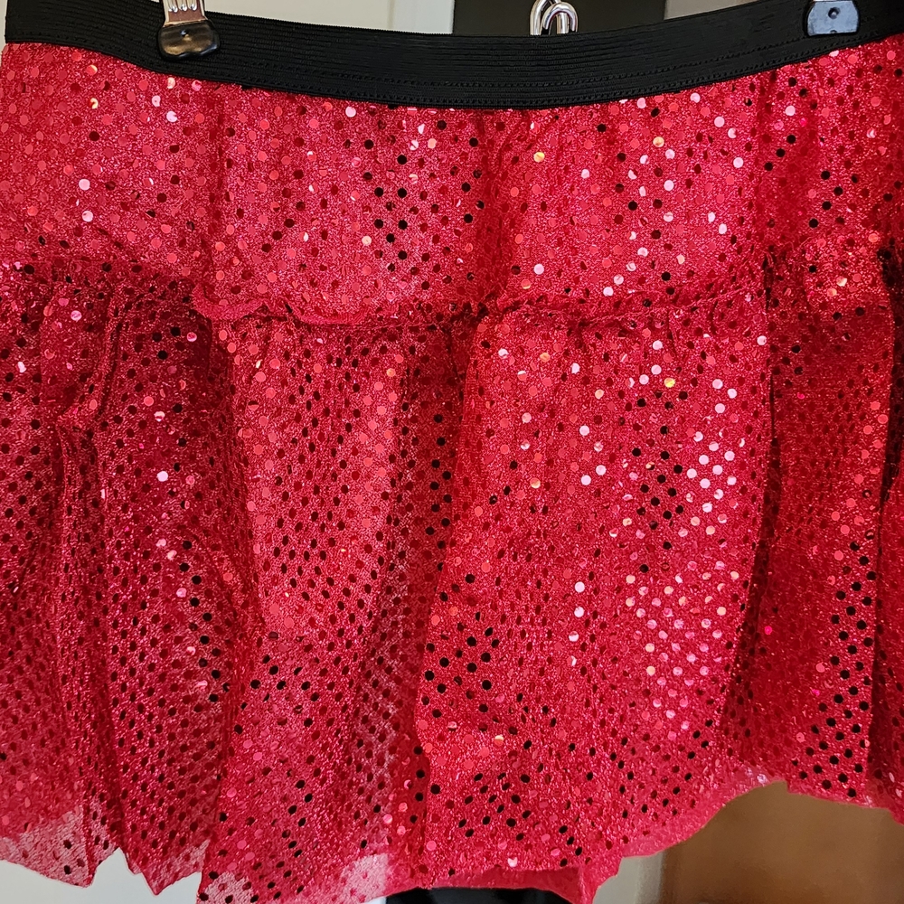 Sequin Red Running Skirt